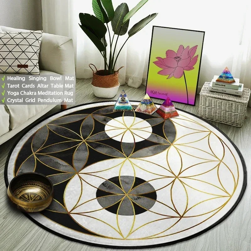 Yin Yang Taiji Round Rug Flowe - Maranta Prayer Plant recension och pris