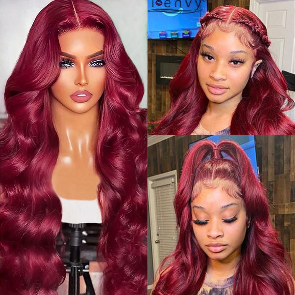 Burgundy 13x4 Body Wave Lace F - Aglaonema Red recension och pris